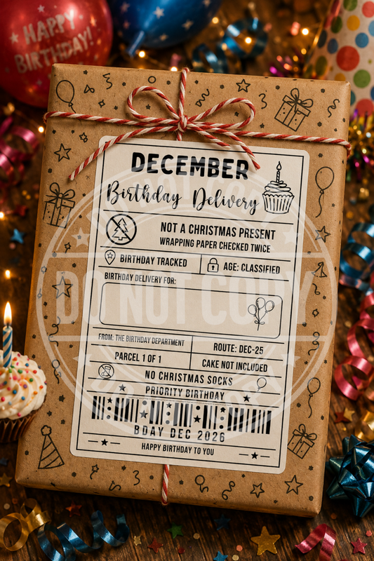 December Birthday Delivery Label x10